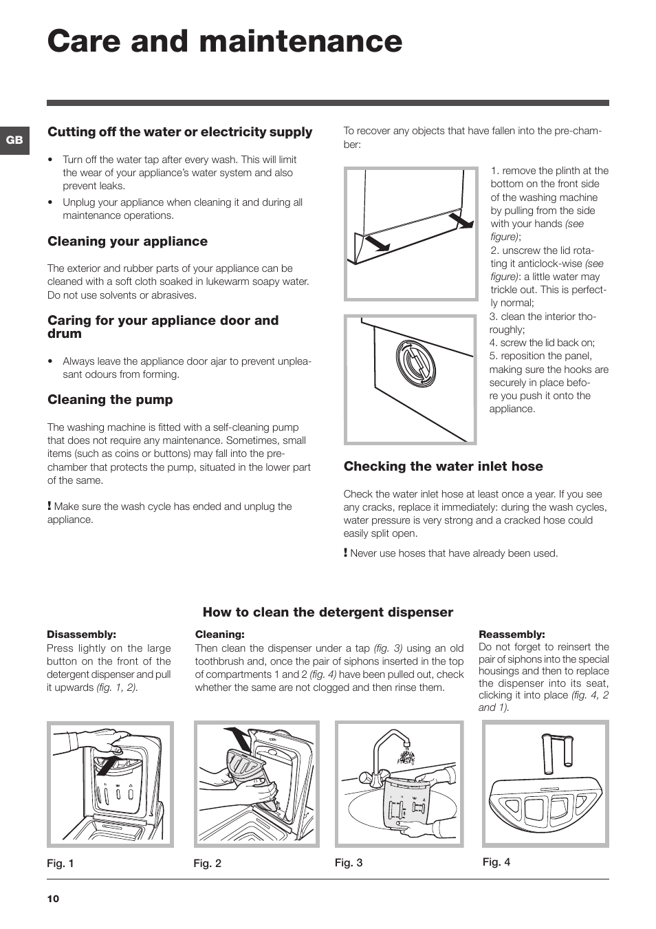 Care and maintenance | Hotpoint Ariston Top loading ECOT6F 1291 (EU) User Manual | Page 10 / 60