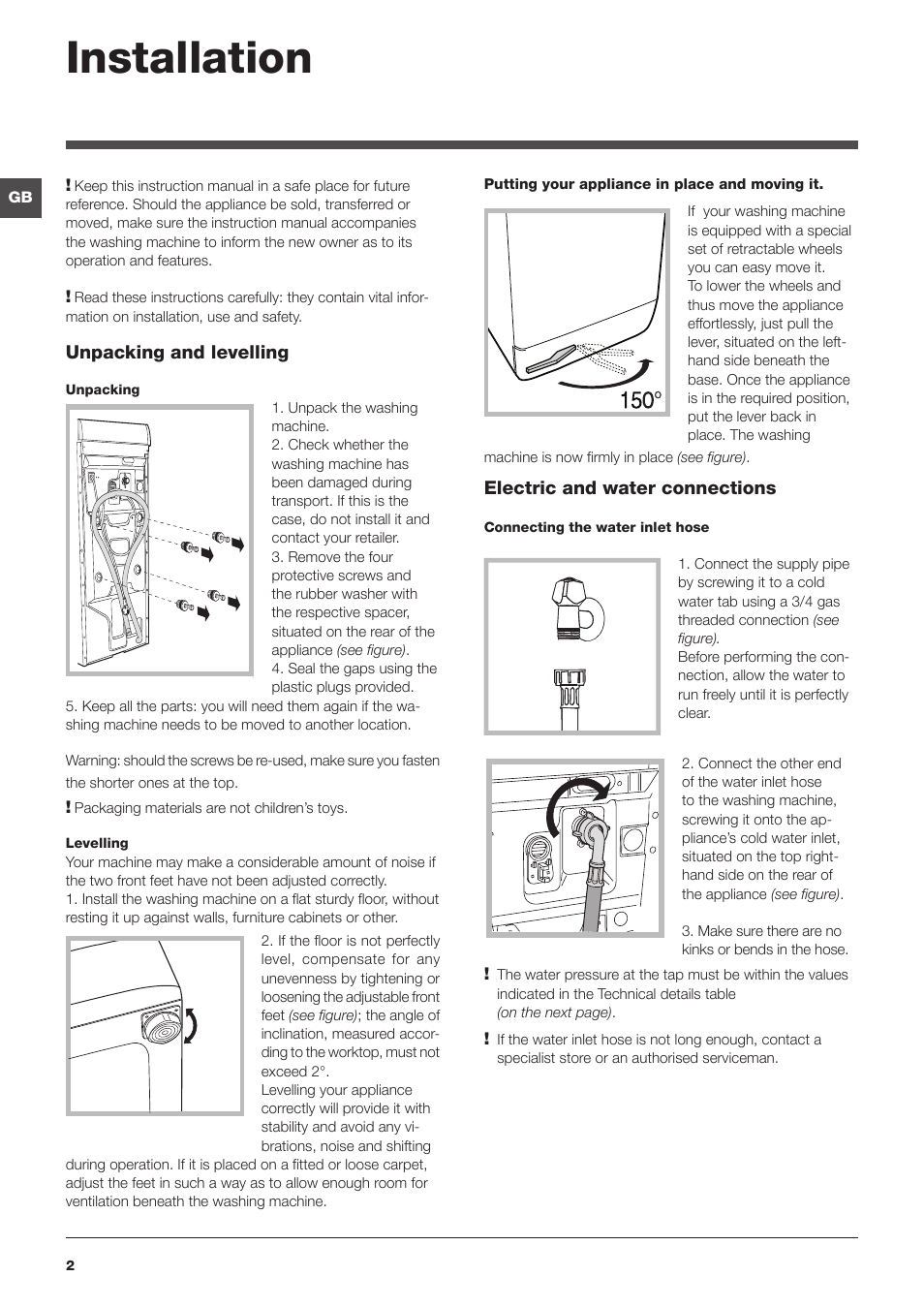 Installation | Hotpoint Ariston Top loading ECOT6F 1291 (EU) User Manual | Page 2 / 60