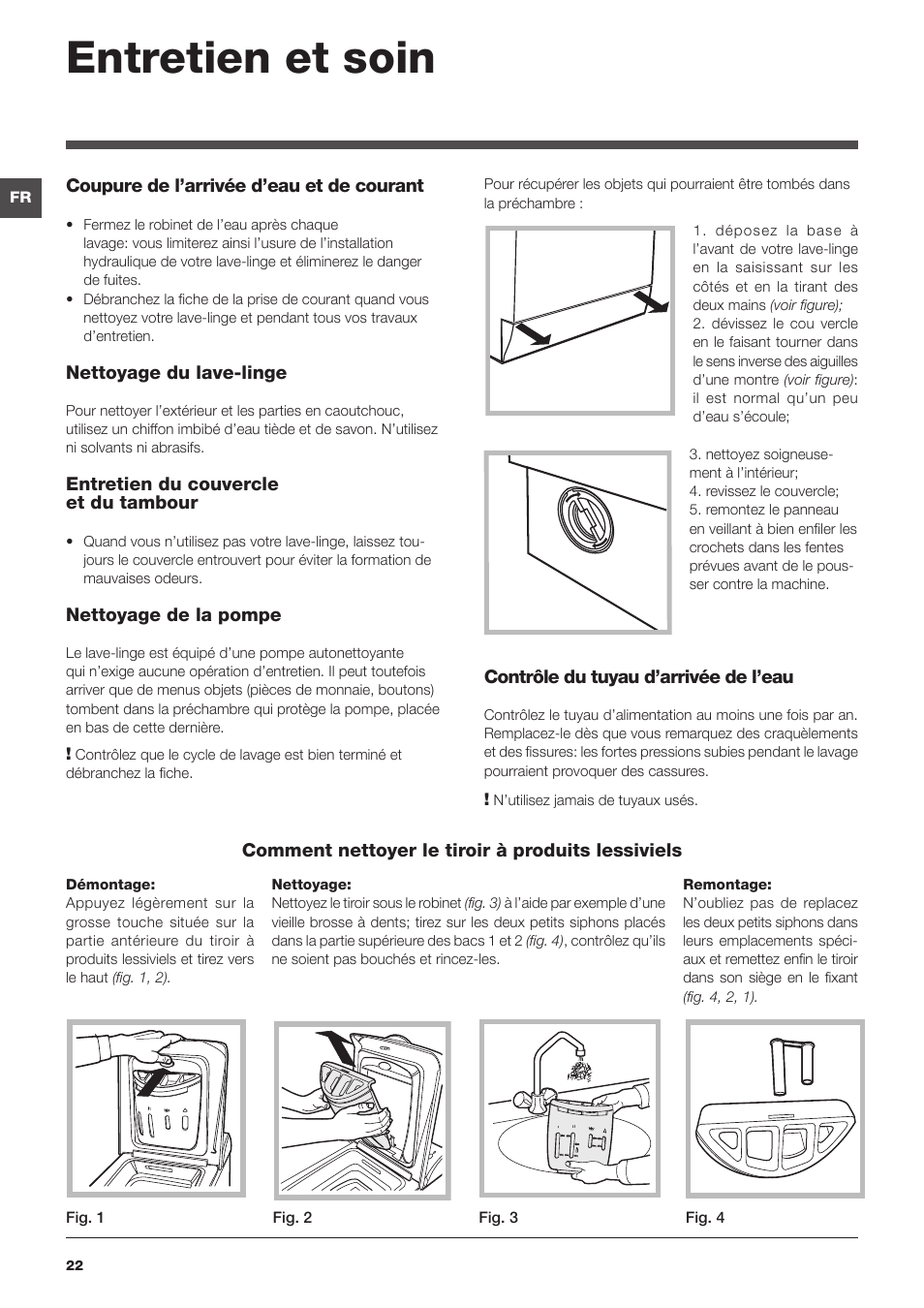 Entretien et soin | Hotpoint Ariston Top loading ECOT6F 1291 (EU) User Manual | Page 22 / 60