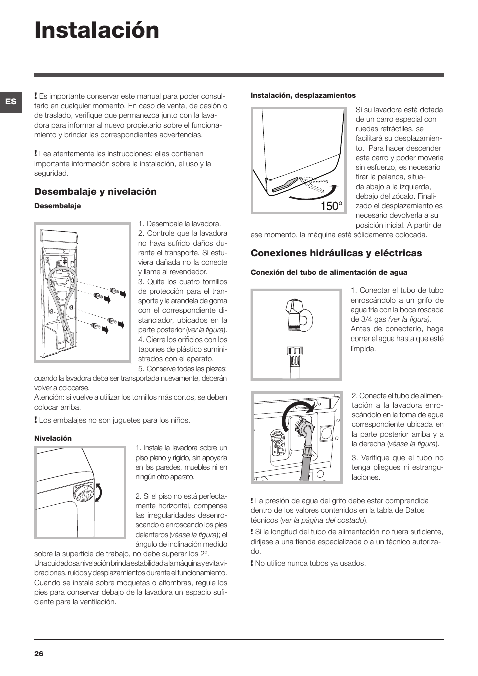 Instalación | Hotpoint Ariston Top loading ECOT6F 1291 (EU) User Manual | Page 26 / 60