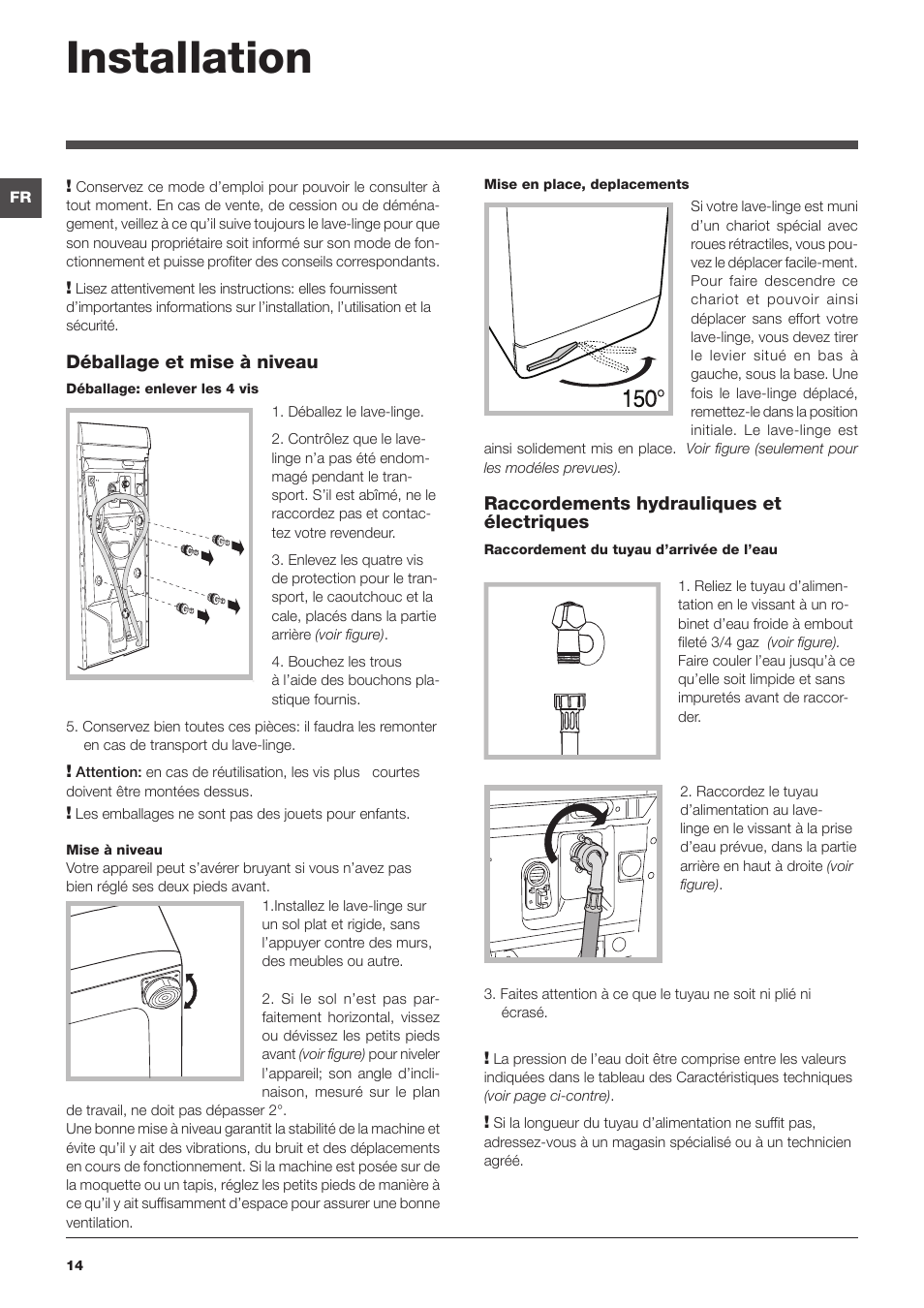Installation | Hotpoint Ariston Top loading ECOT7F 129 (EU) User Manual | Page 14 / 72