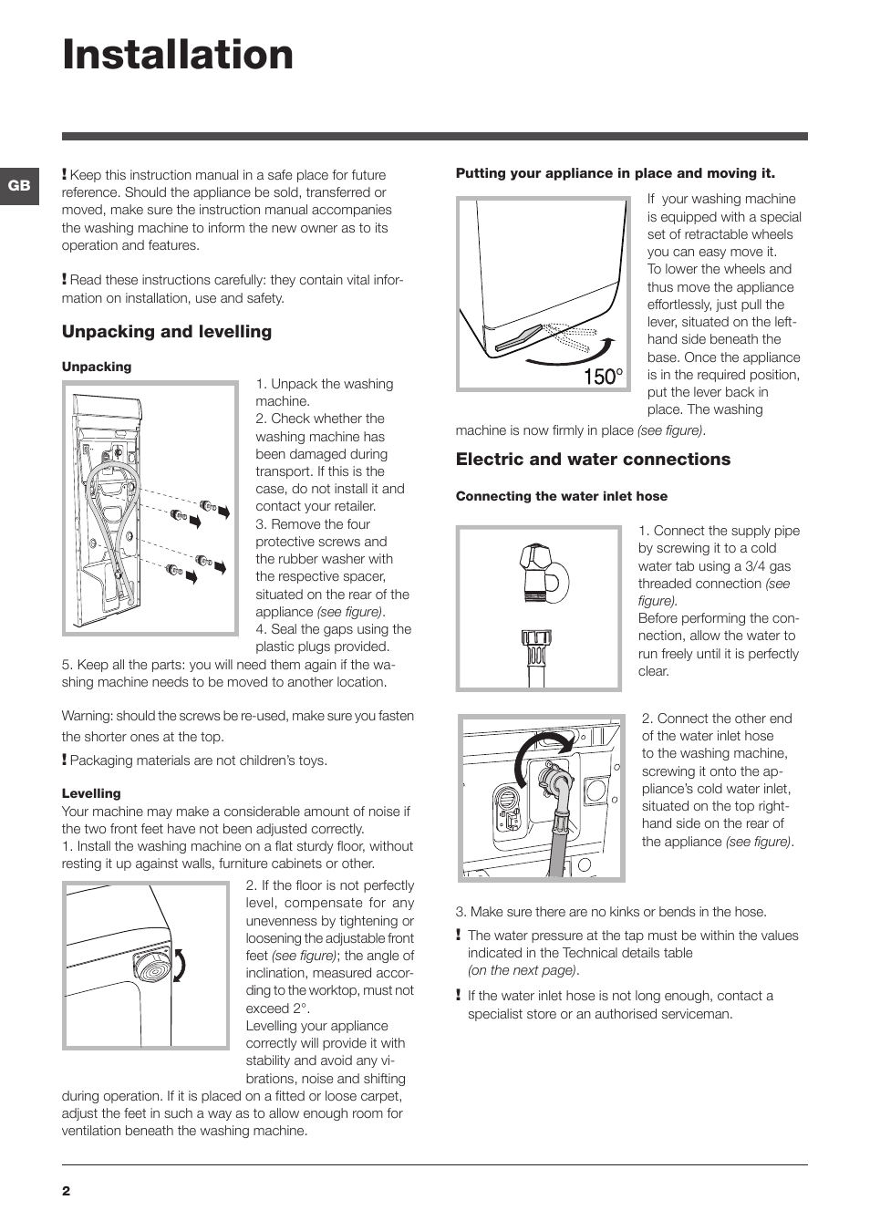 Installation | Hotpoint Ariston Top loading ECOT7F 129 (EU) User Manual | Page 2 / 72