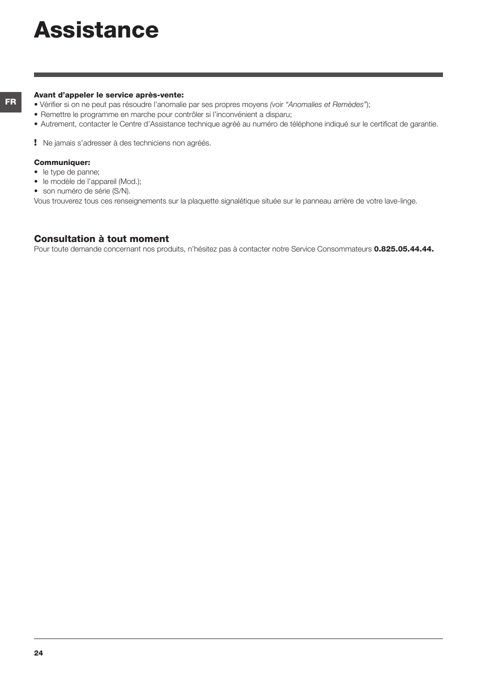 Assistance | Hotpoint Ariston Top loading ECOT7F 129 (EU) User Manual | Page 24 / 72