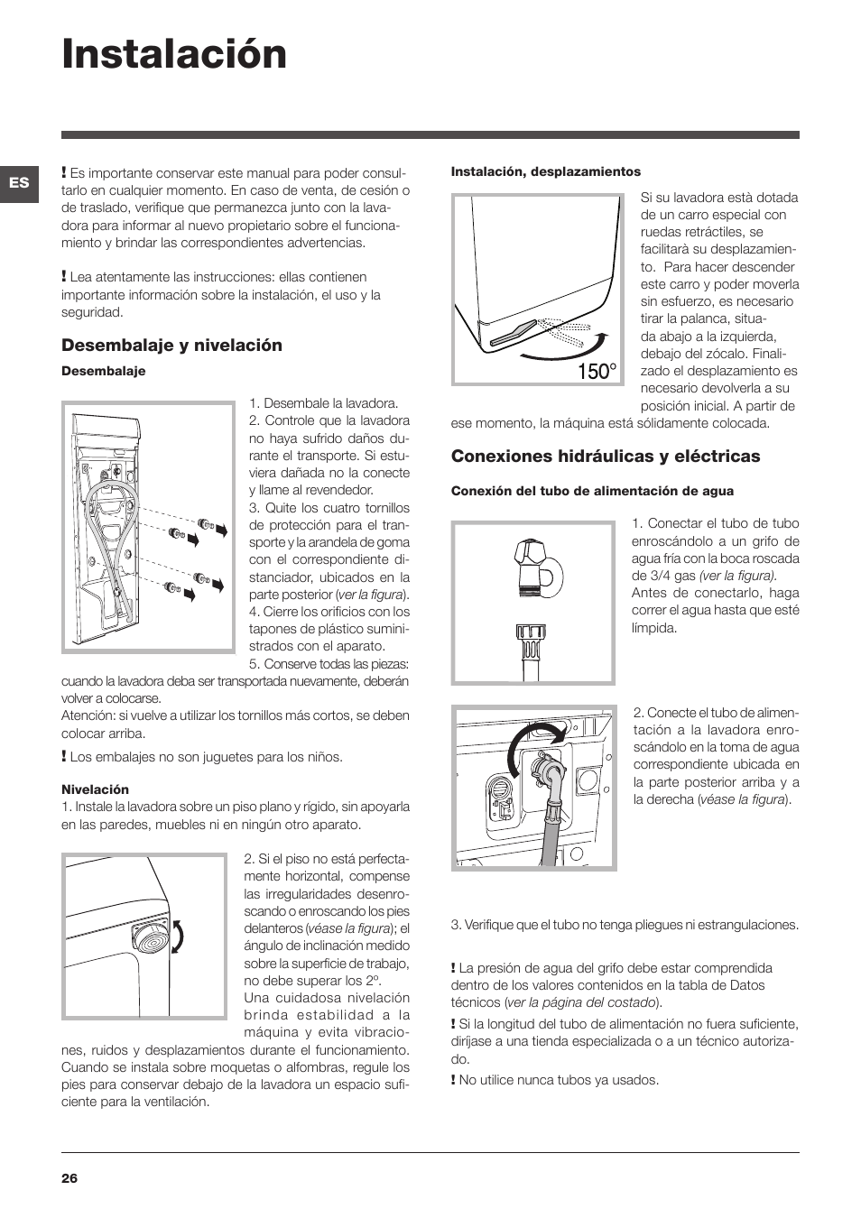 Instalación | Hotpoint Ariston Top loading ECOT7F 129 (EU) User Manual | Page 26 / 72