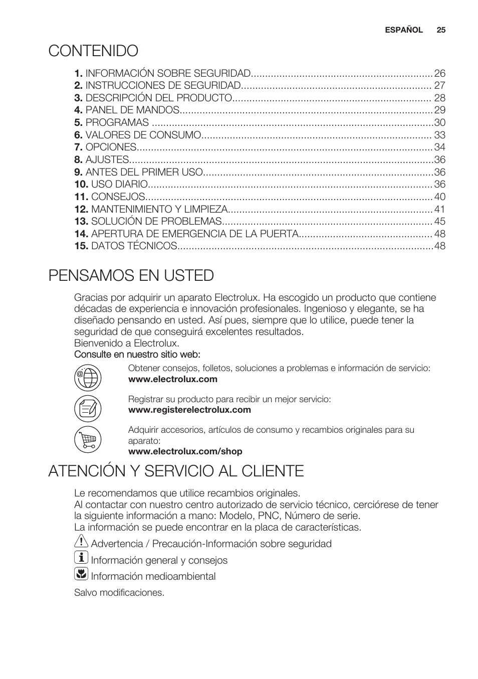 Electrolux EWF1286GDW User Manual | Page 25 / 52