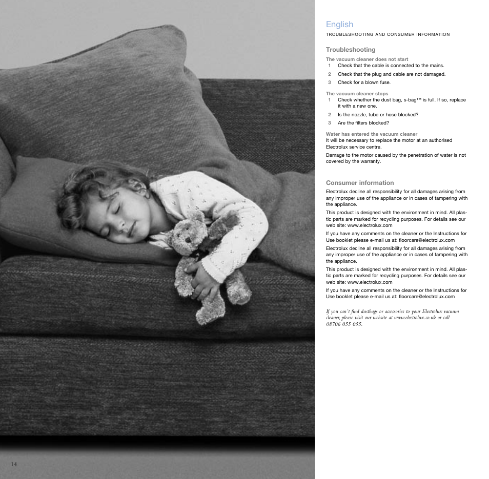 English | Electrolux ZCS2100 User Manual | Page 12 / 13