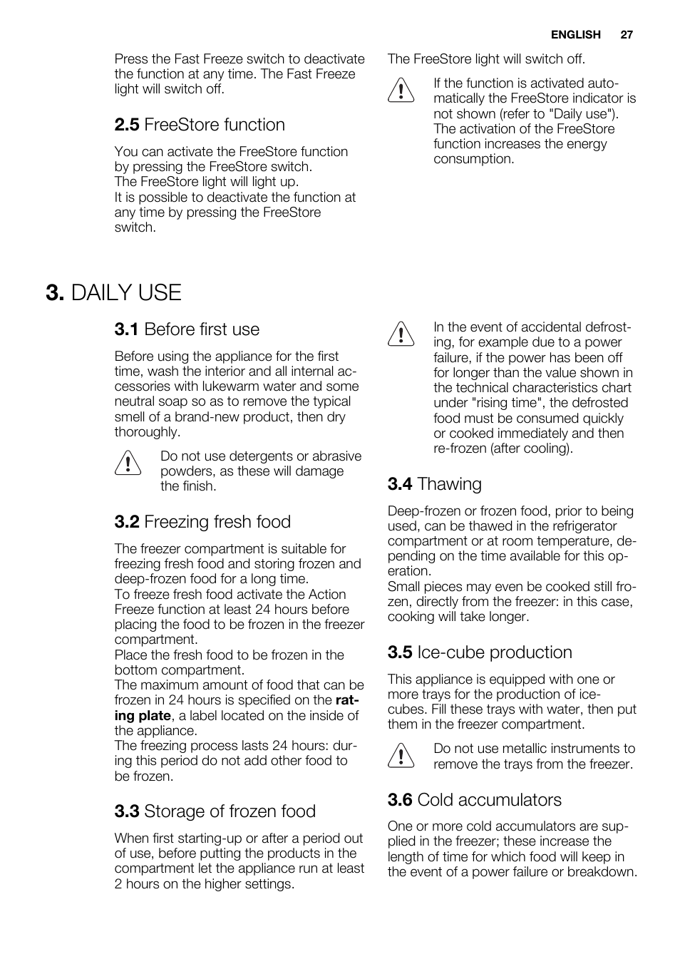 Daily use | Electrolux ENN2853AOW User Manual | Page 27 / 88