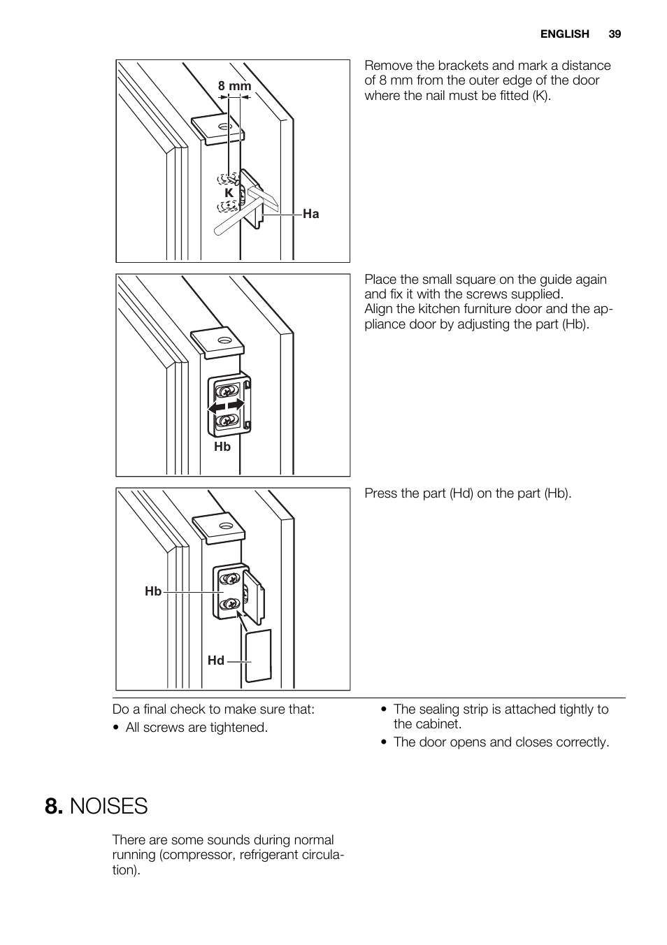 Noises | Electrolux ENN2853AOW User Manual | Page 39 / 88