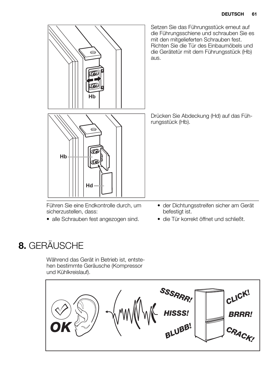 Geräusche | Electrolux ENN2853AOW User Manual | Page 61 / 88