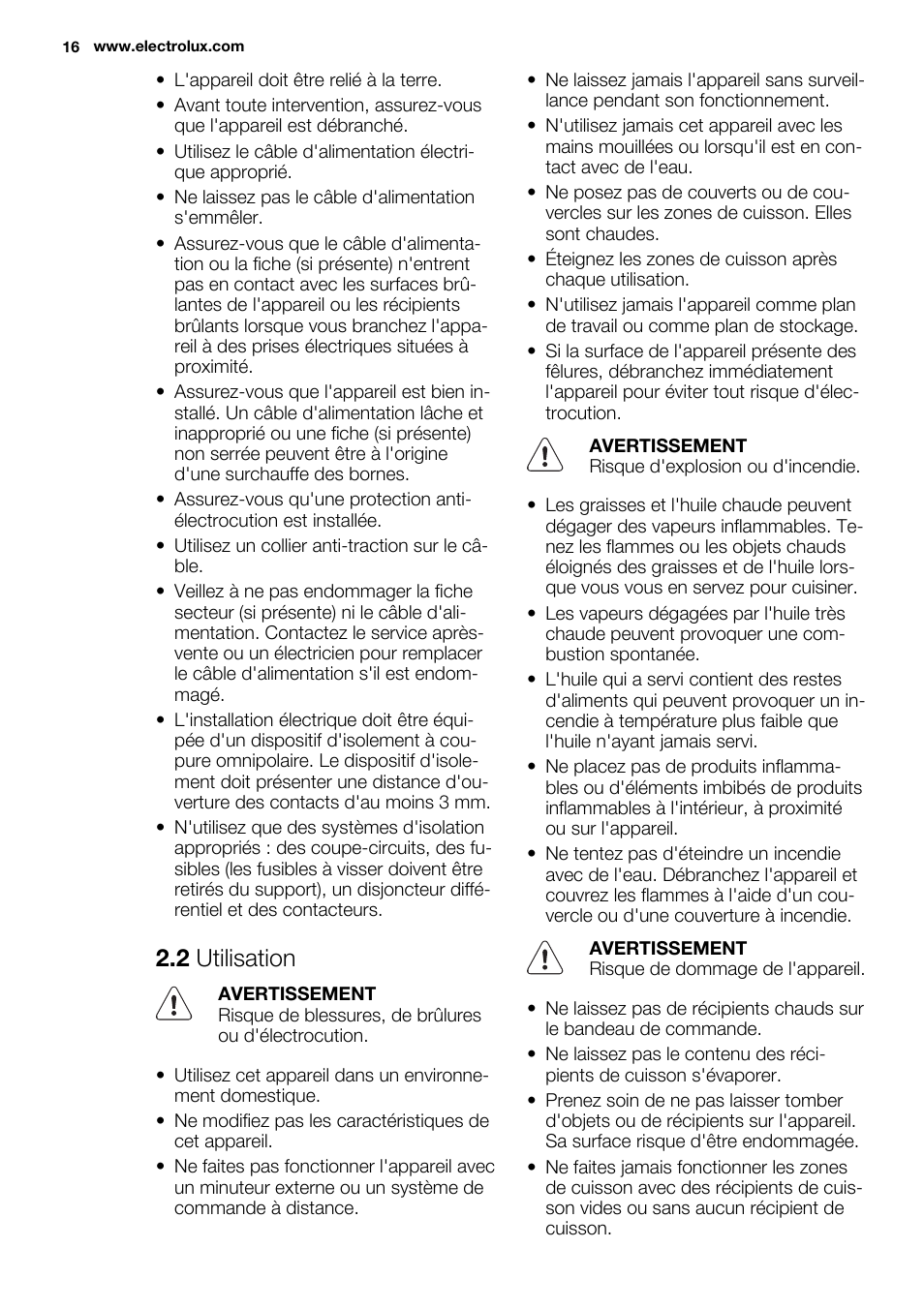 2 utilisation | Electrolux EHF6232FOK User Manual | Page 16 / 40