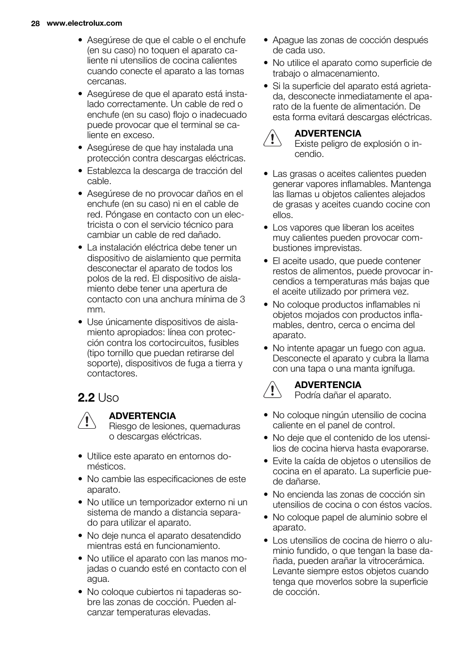 2 uso | Electrolux EHF6232FOK User Manual | Page 28 / 40