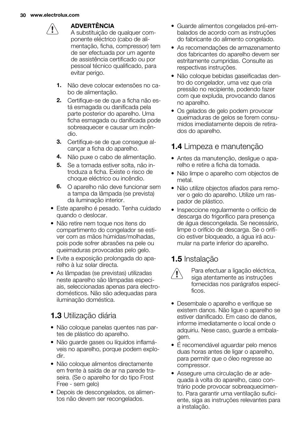 3 utilização diária, 4 limpeza e manutenção, 5 instalação | Electrolux EN3850DOX User Manual | Page 30 / 84
