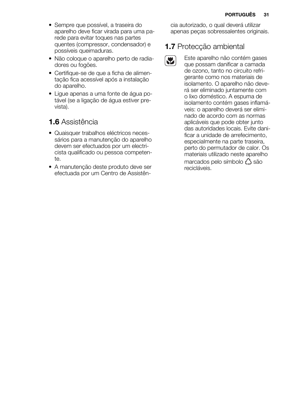 6 assistência, 7 protecção ambiental | Electrolux EN3850DOX User Manual | Page 31 / 84