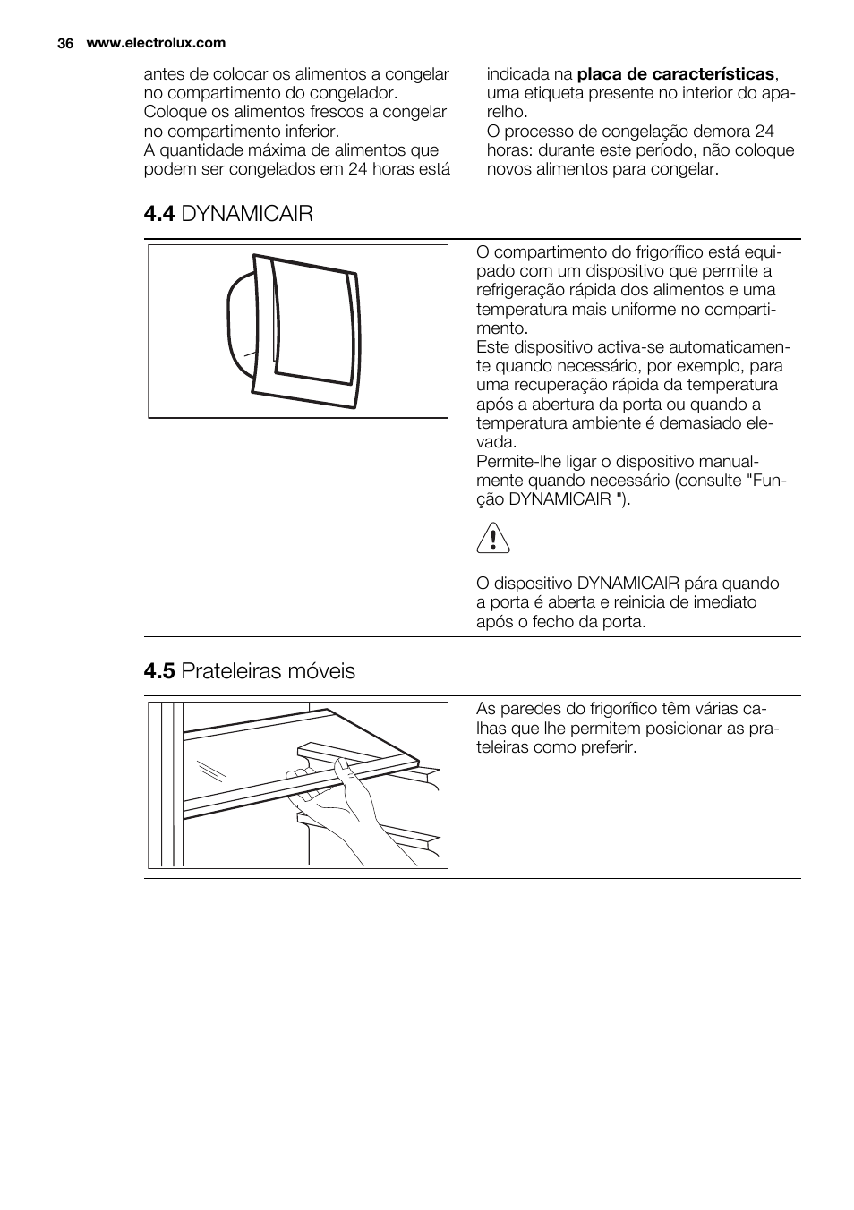 4 dynamicair, 5 prateleiras móveis | Electrolux EN3850DOX User Manual | Page 36 / 84