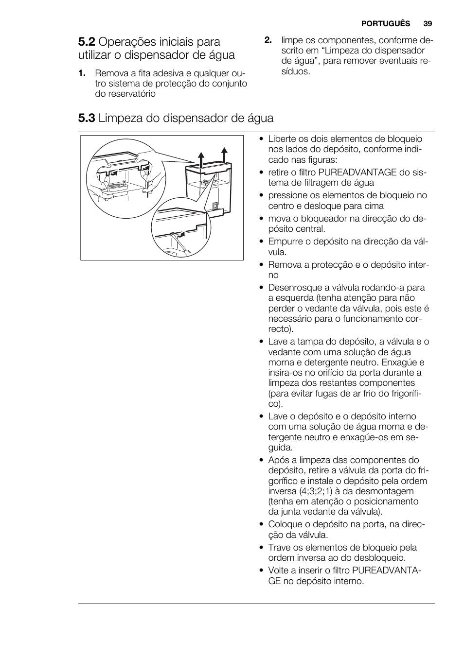 3 limpeza do dispensador de água | Electrolux EN3850DOX User Manual | Page 39 / 84