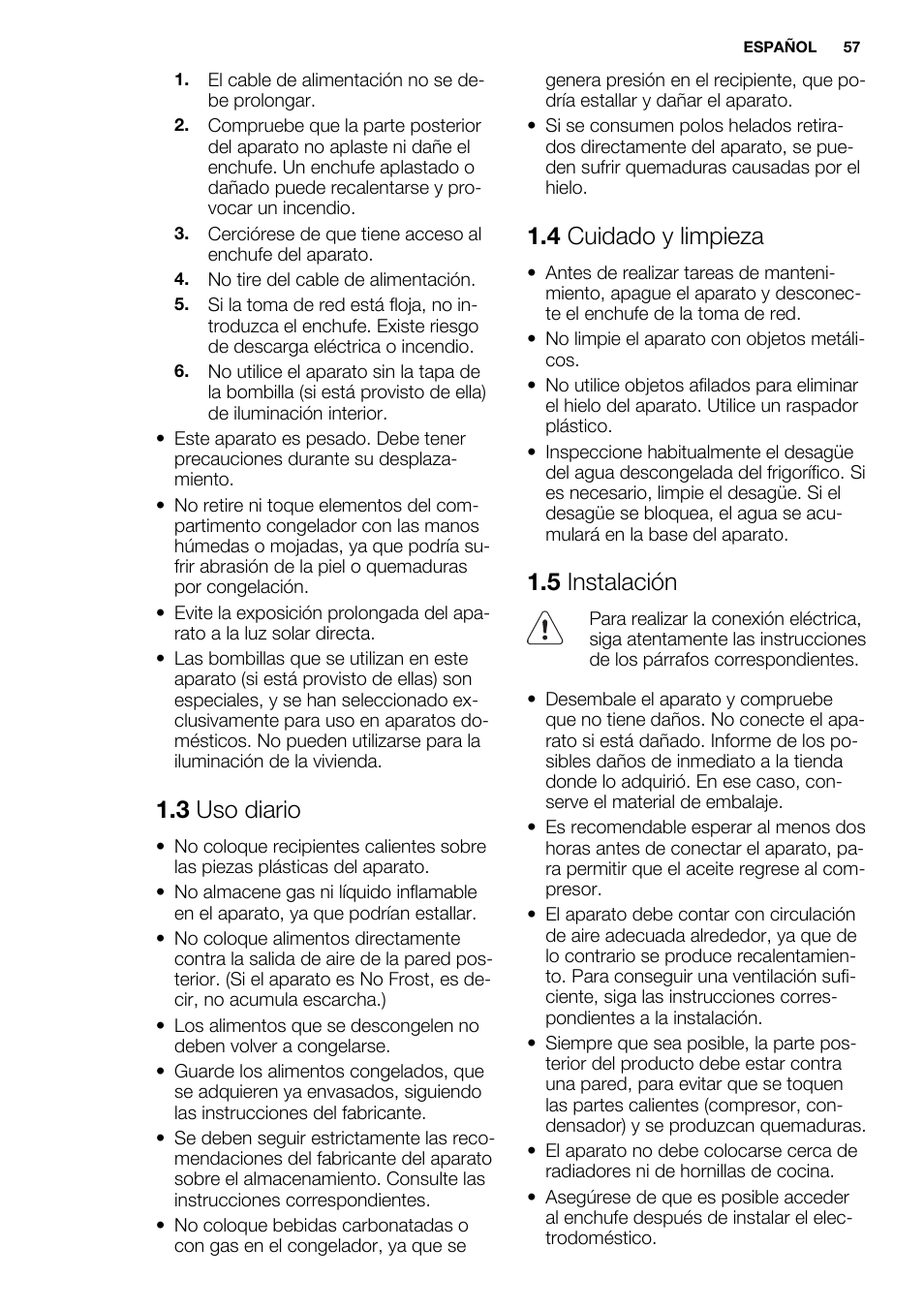 3 uso diario, 4 cuidado y limpieza, 5 instalación | Electrolux EN3850DOX User Manual | Page 57 / 84