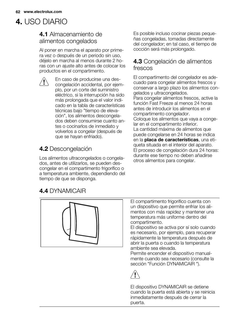 Uso diario | Electrolux EN3850DOX User Manual | Page 62 / 84