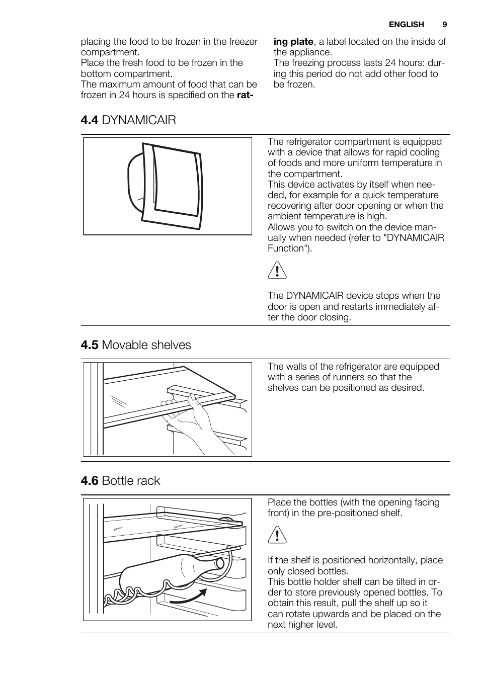 4 dynamicair, 5 movable shelves, 6 bottle rack | Electrolux EN3850DOX User Manual | Page 9 / 84