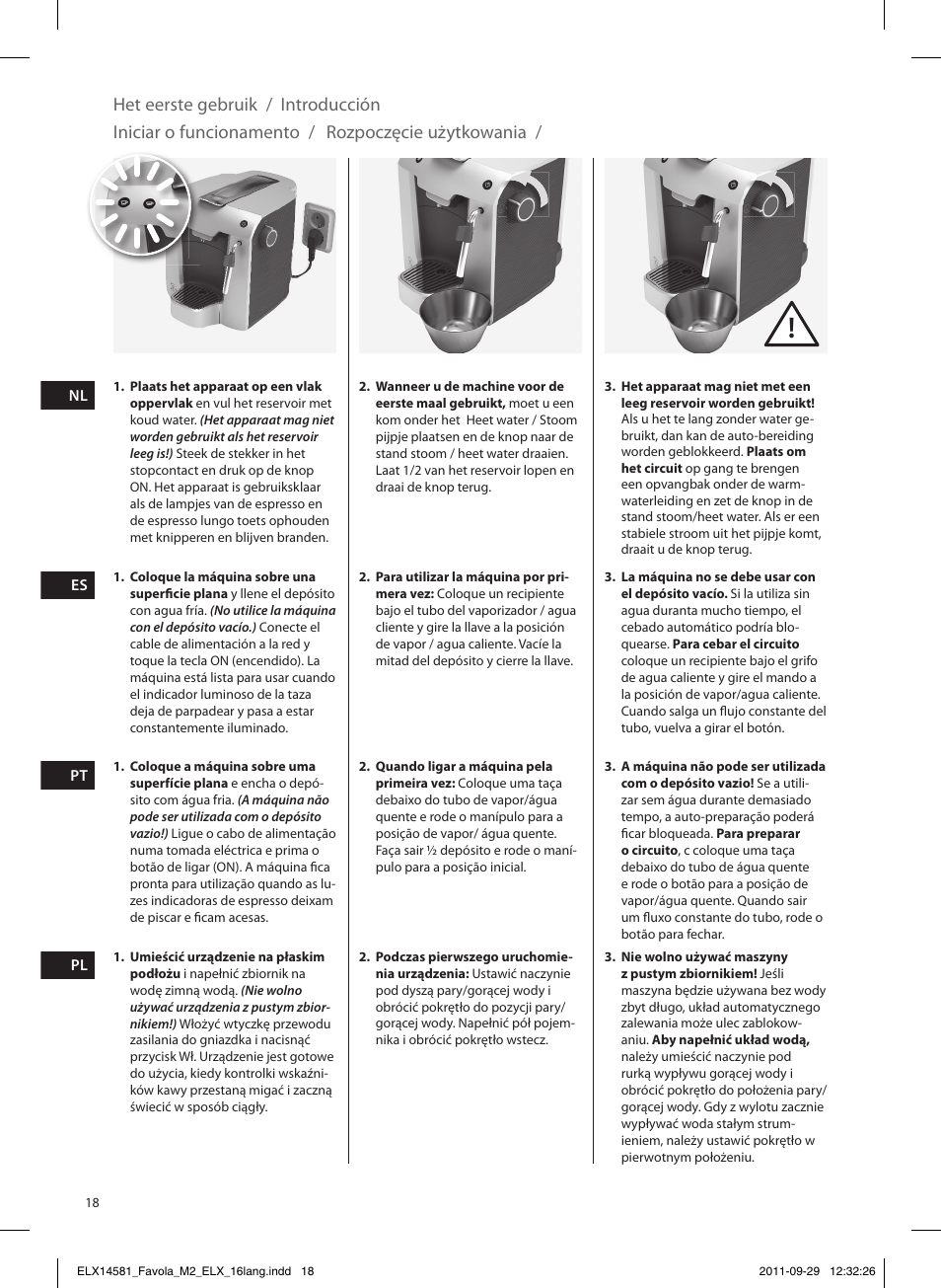 Rozpoczęcie użytkowania | Electrolux ELM5200 User Manual | Page 18 / 52