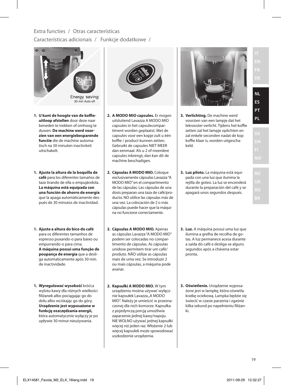 Funkcje dodatkowe | Electrolux ELM5200 User Manual | Page 19 / 52