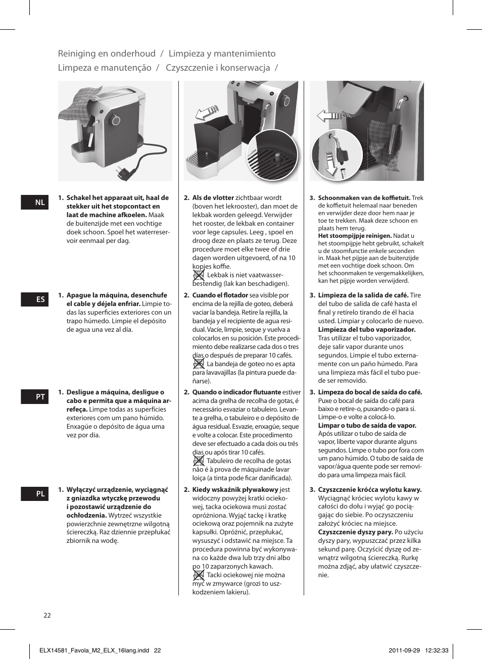 Czyszczenie i konserwacja | Electrolux ELM5200 User Manual | Page 22 / 52