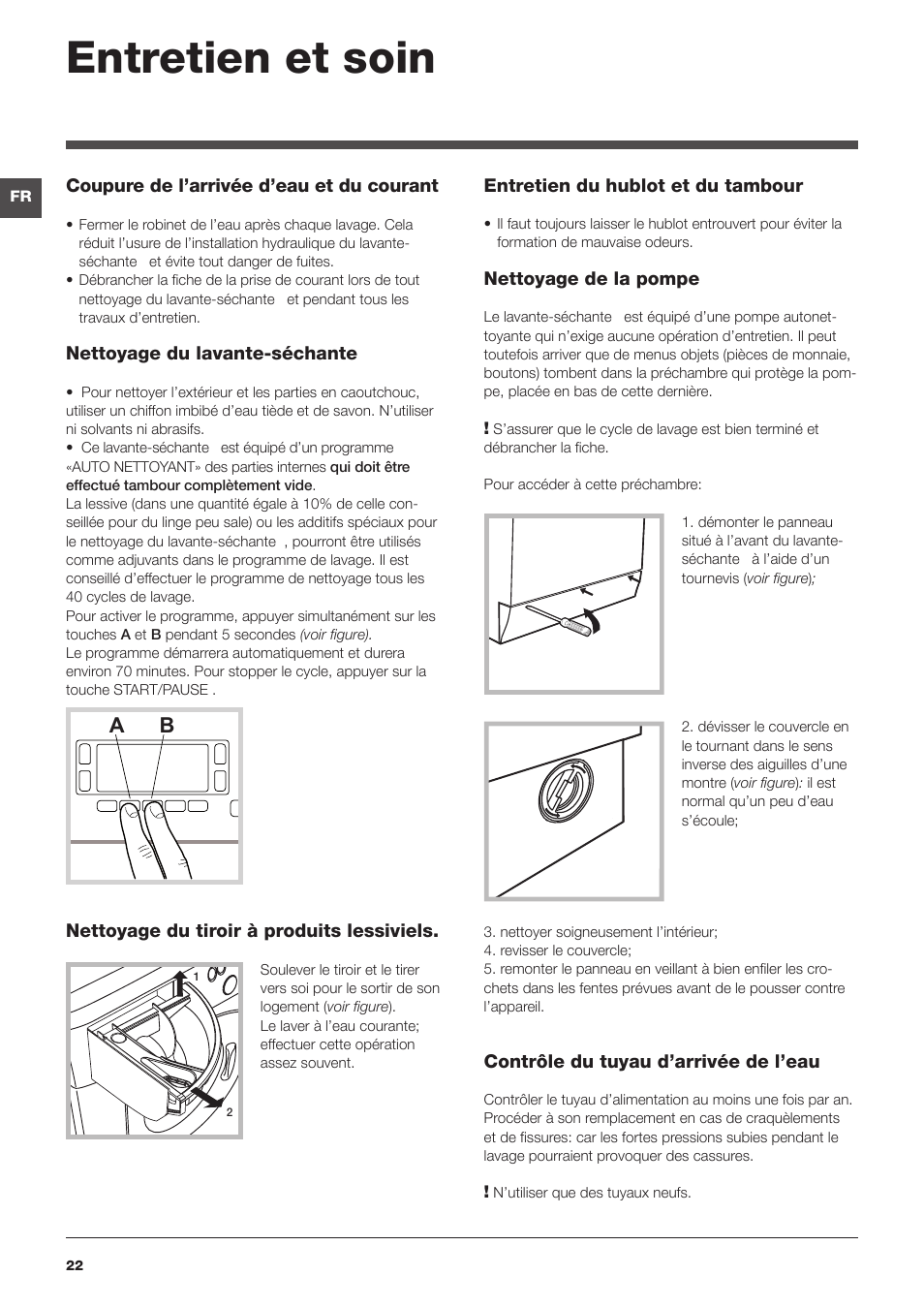 Entretien et soin | Hotpoint Ariston WDD 9640B EU User Manual | Page 22 / 84