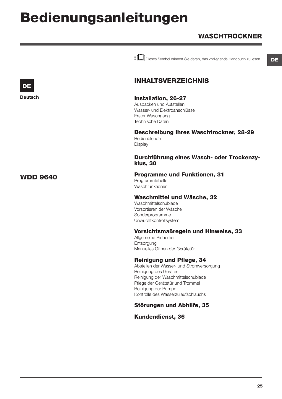 Hotpoint Ariston WDD 9640B EU User Manual | Page 25 / 84