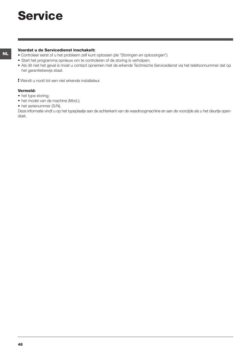 Service | Hotpoint Ariston WDD 9640B EU User Manual | Page 48 / 84