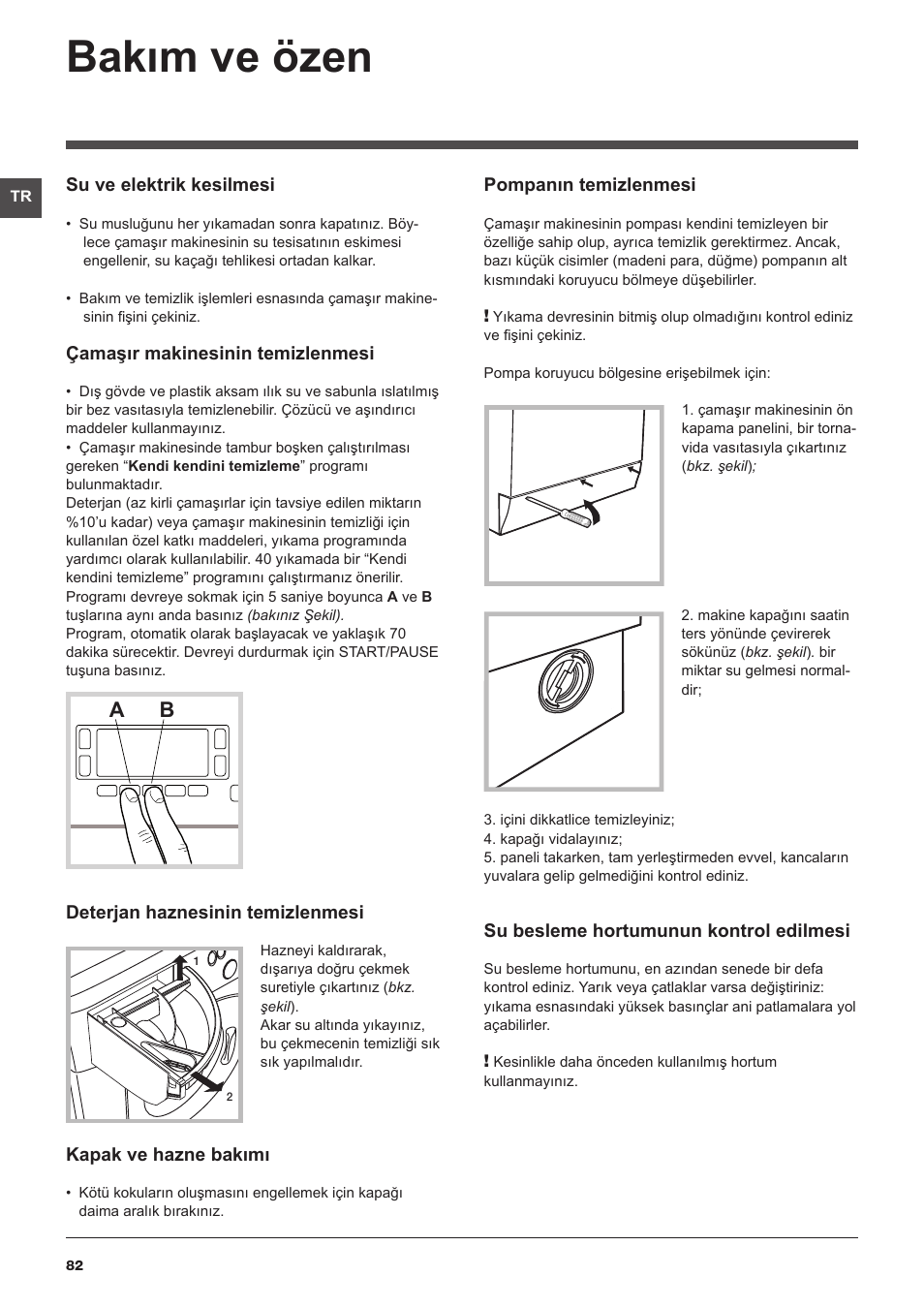 Bakım ve özen | Hotpoint Ariston WDD 9640B EU User Manual | Page 82 / 84