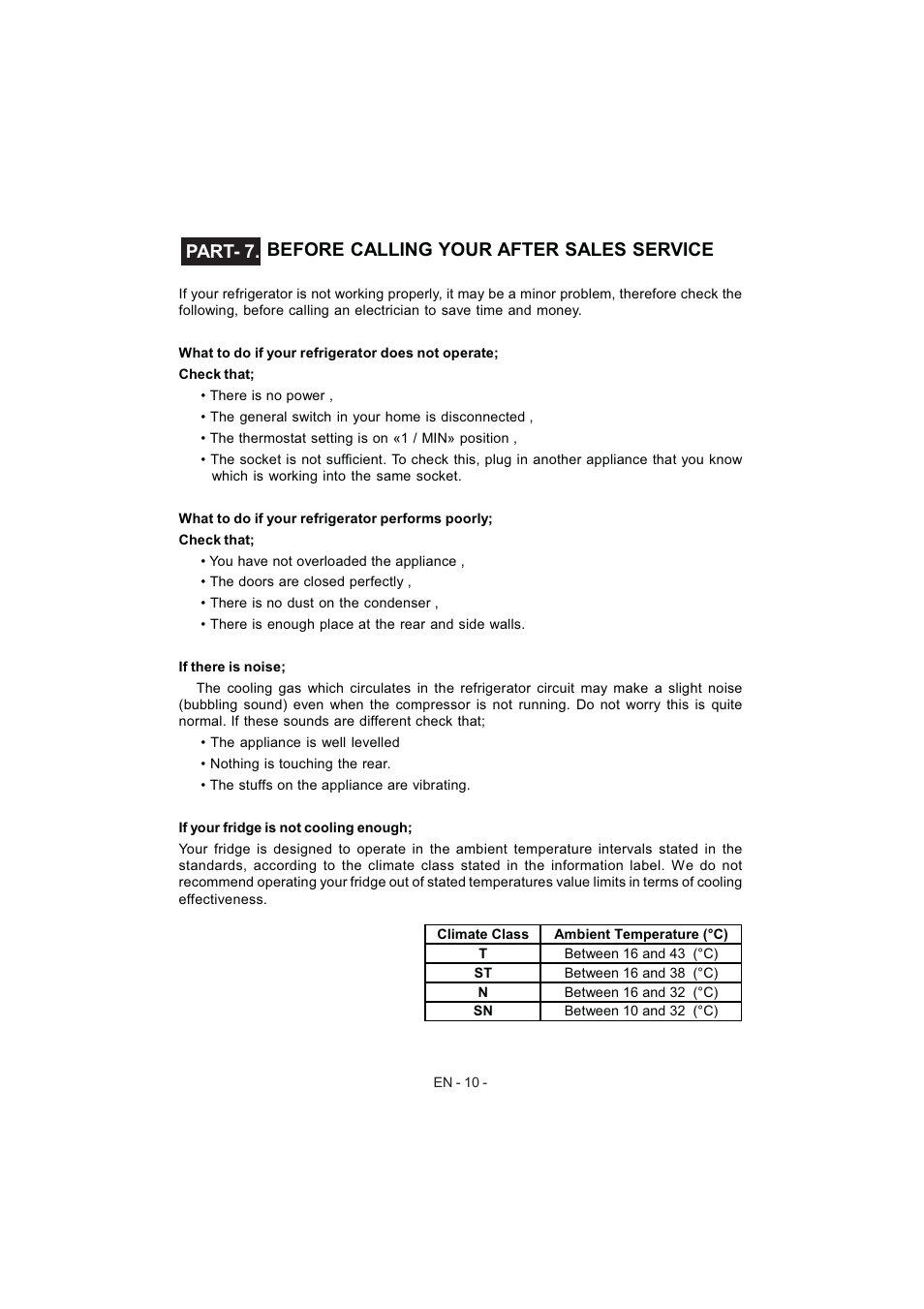 Part- 7. before calling your after sales service | Electrolux EJF3642AOX User Manual | Page 12 / 68