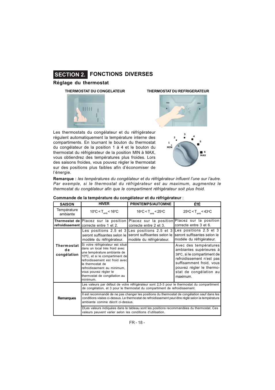 Réglage du thermostat | Electrolux EJF3642AOX User Manual | Page 20 / 68