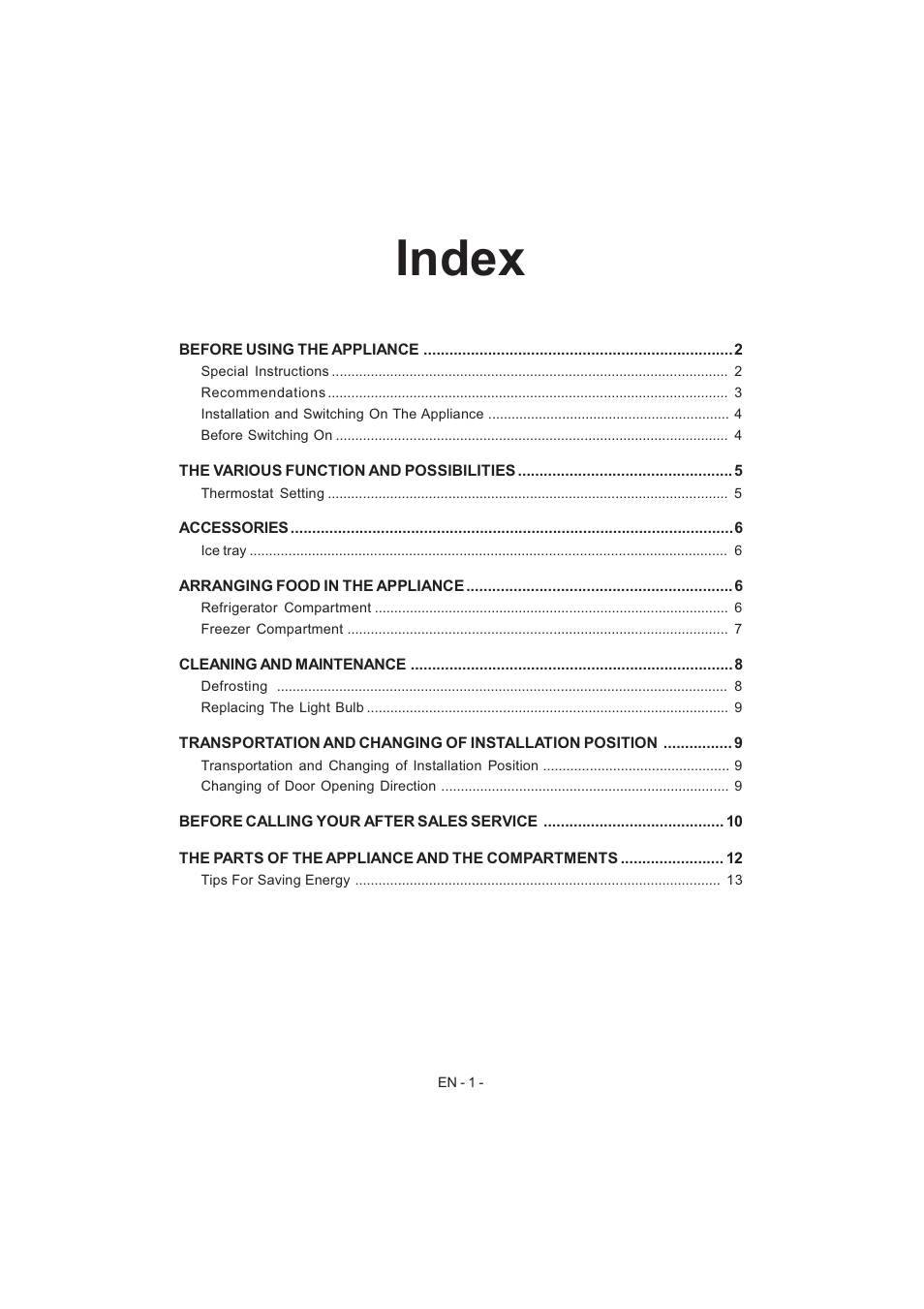 Index | Electrolux EJF3642AOX User Manual | Page 3 / 68
