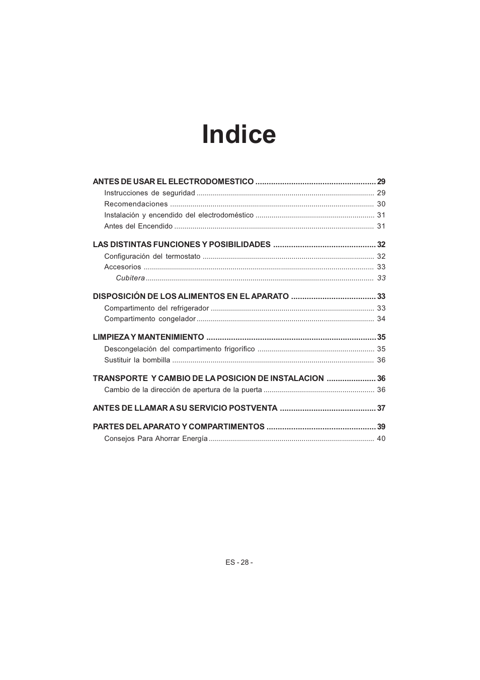 Indice | Electrolux EJF3642AOX User Manual | Page 30 / 68