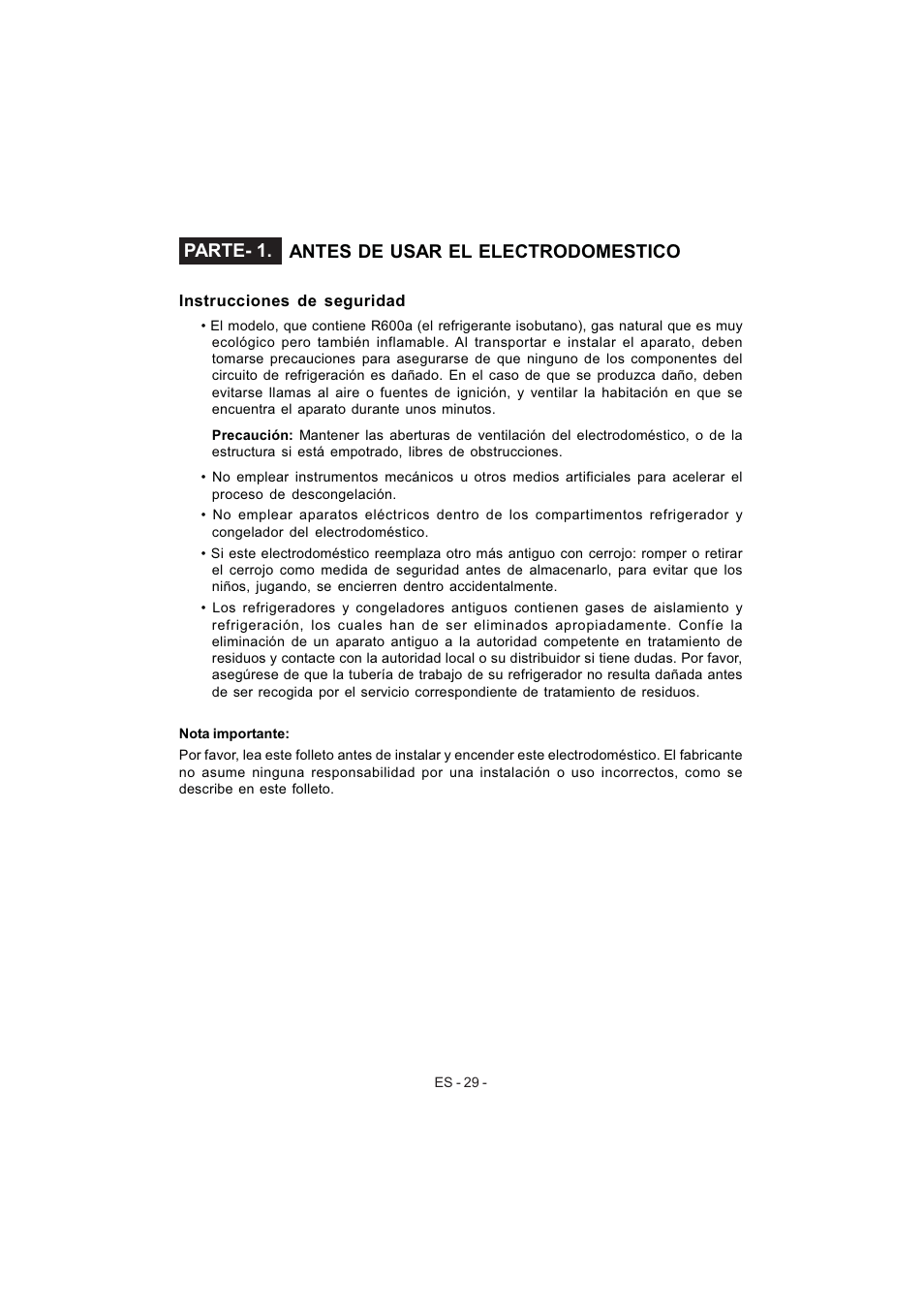 Parte- 1. antes de usar el electrodomestico | Electrolux EJF3642AOX User Manual | Page 31 / 68