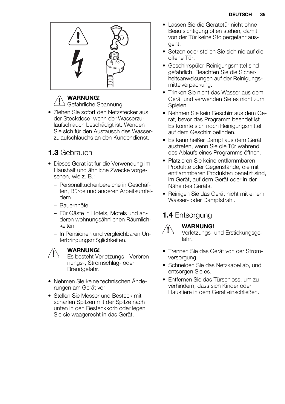 3 gebrauch, 4 entsorgung | Electrolux ESL6361LO User Manual | Page 35 / 84