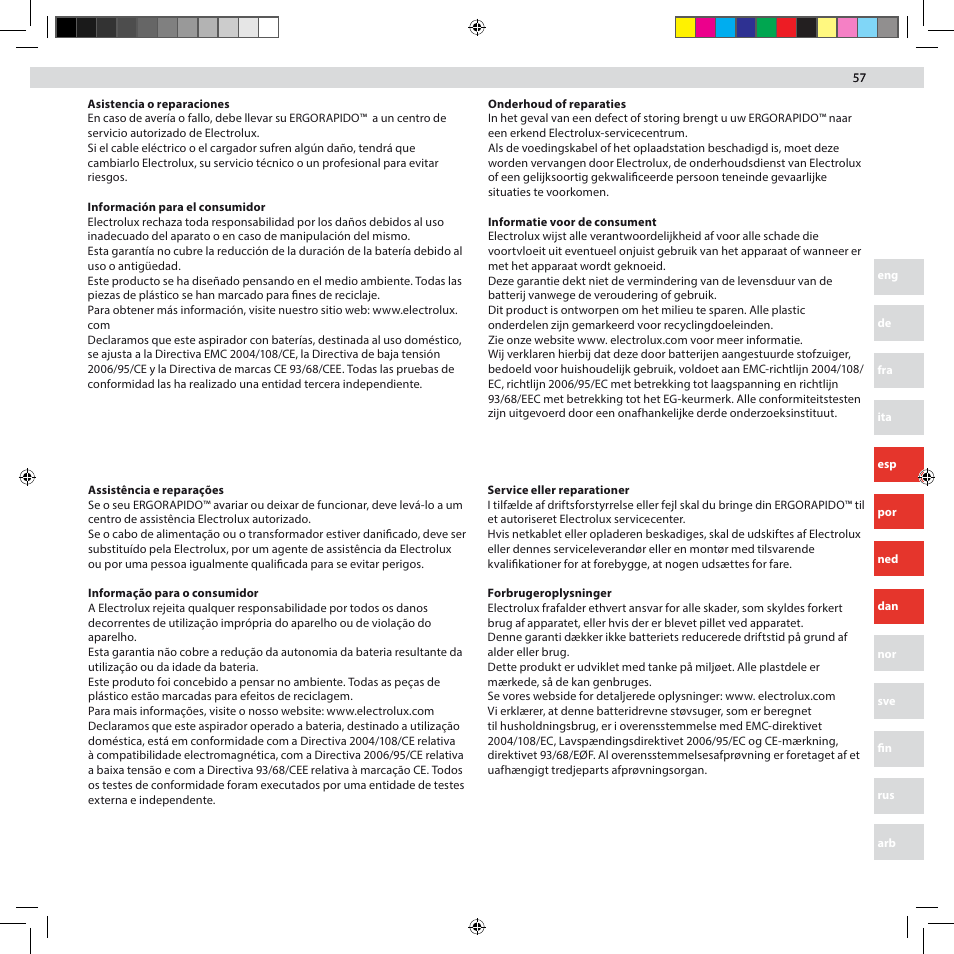 Electrolux ZB3012 User Manual | Page 57 / 84