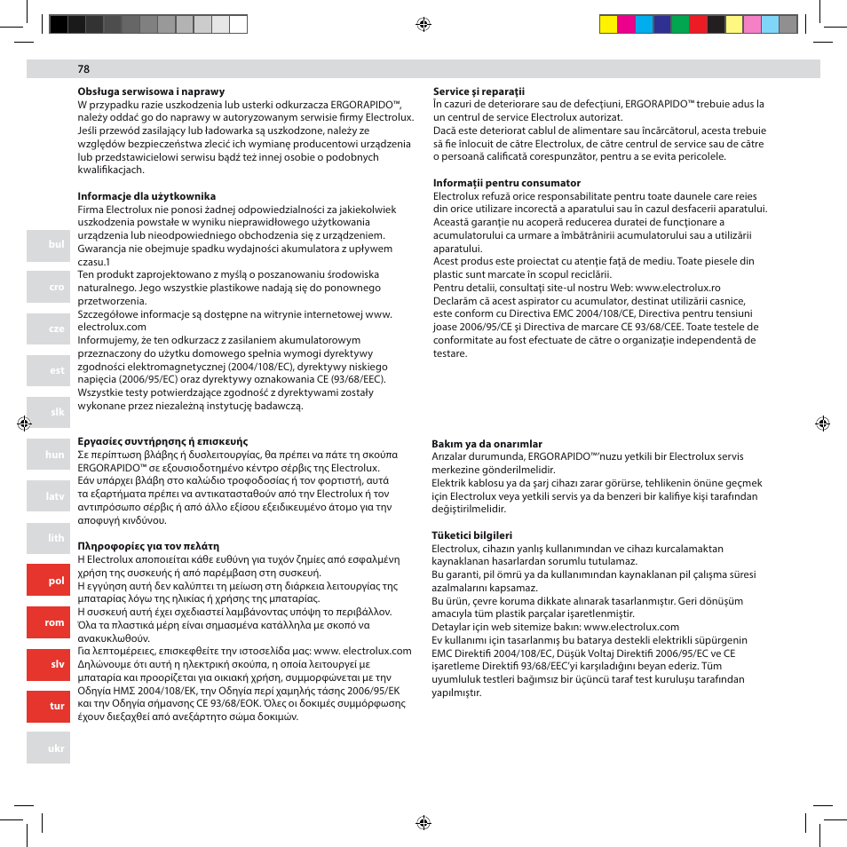 Electrolux ZB3012 User Manual | Page 78 / 84