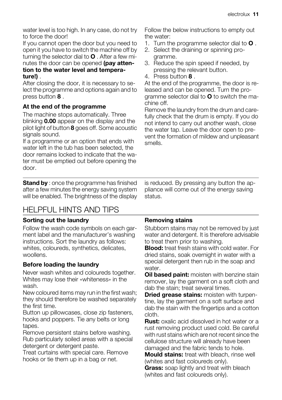 Helpful hints and tips | Electrolux EWF127410X User Manual | Page 11 / 56