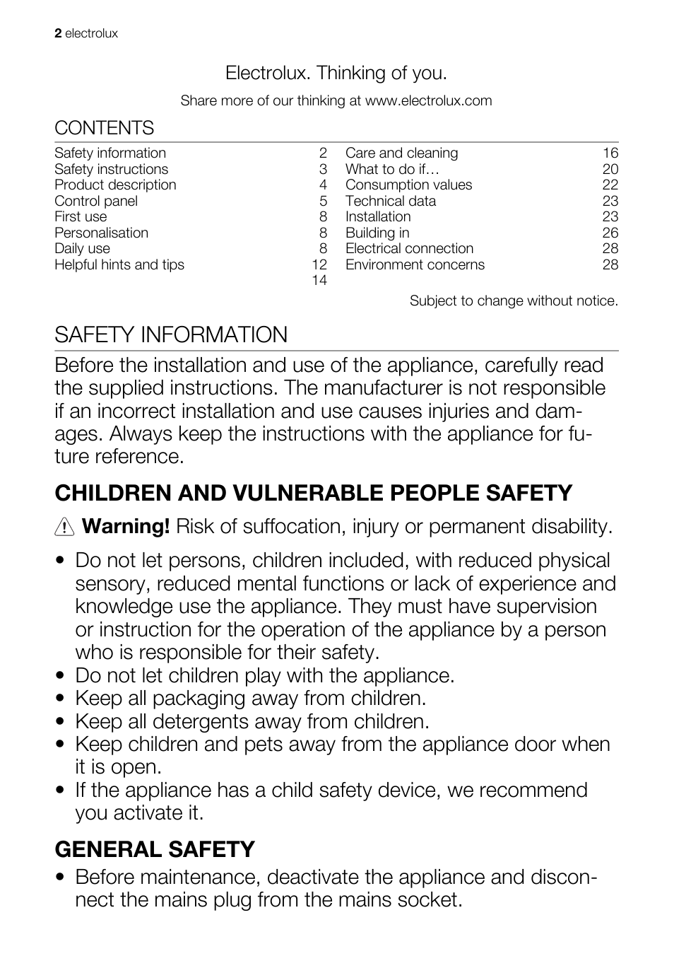 Electrolux EWG147540W User Manual | Page 2 / 88