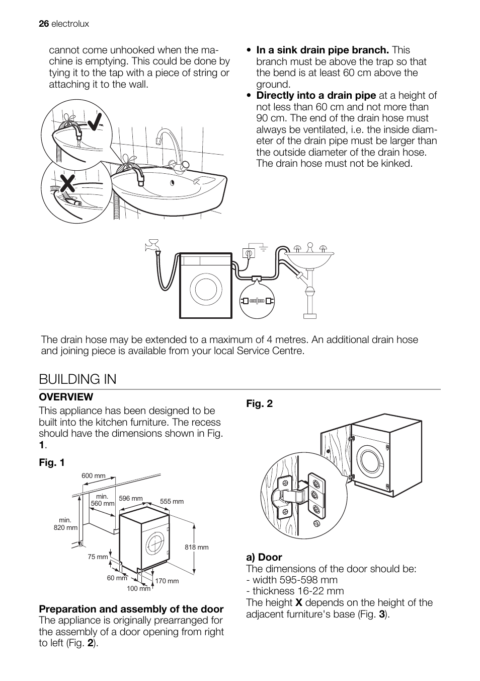 Building in | Electrolux EWG147540W User Manual | Page 26 / 88