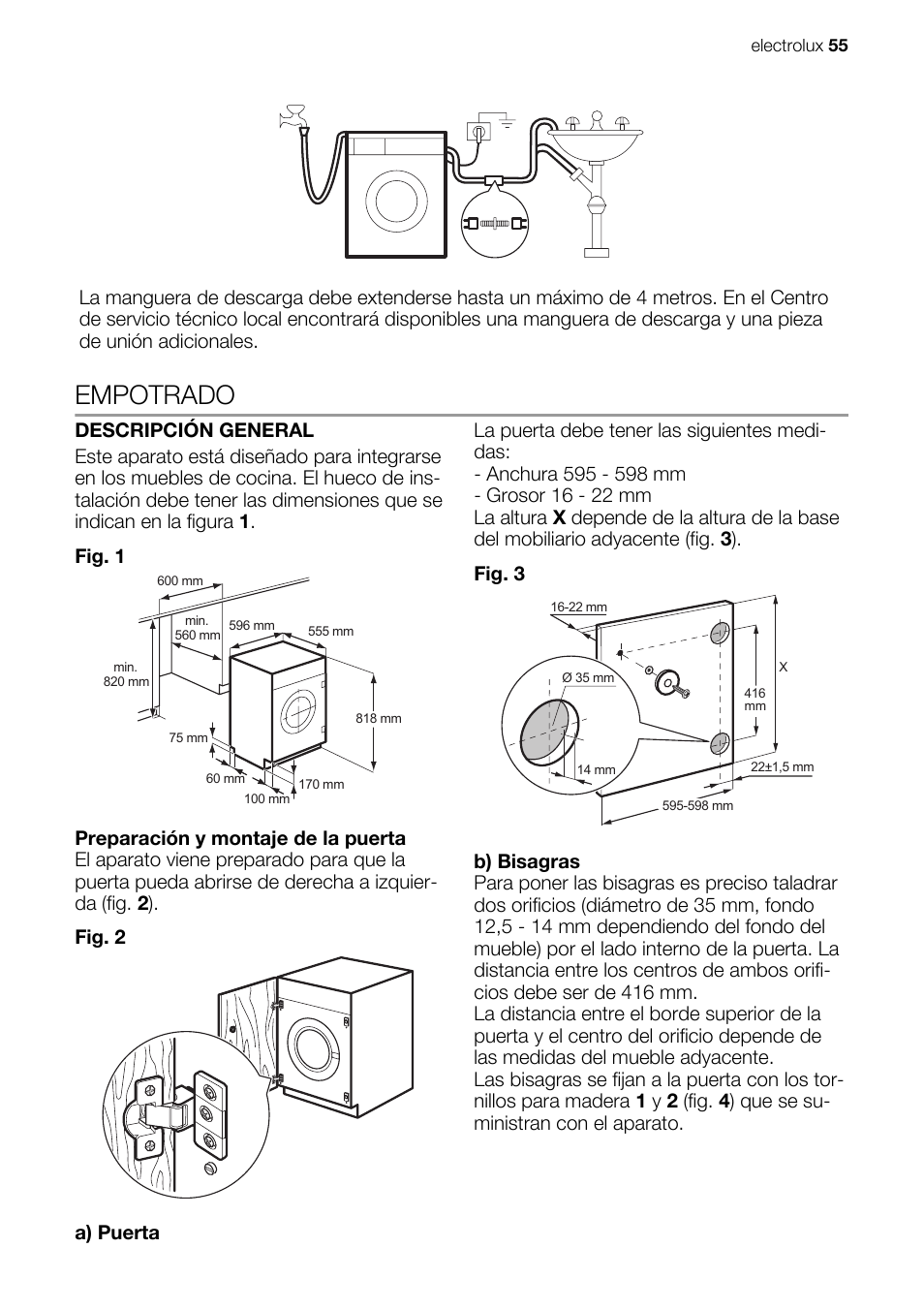 Empotrado | Electrolux EWG147540W User Manual | Page 55 / 88