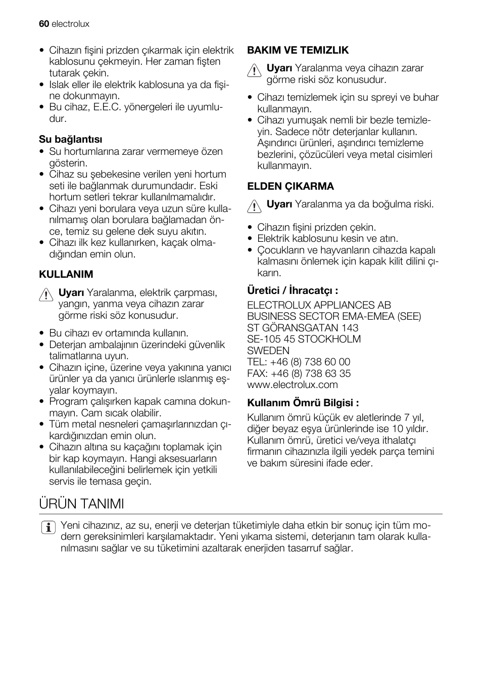 Ürün tanimi | Electrolux EWG147540W User Manual | Page 60 / 88