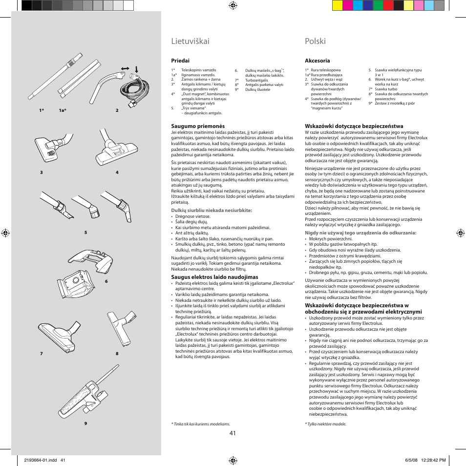 Lietuviškai, Polski | Electrolux ZE310EB User Manual | Page 40 / 72