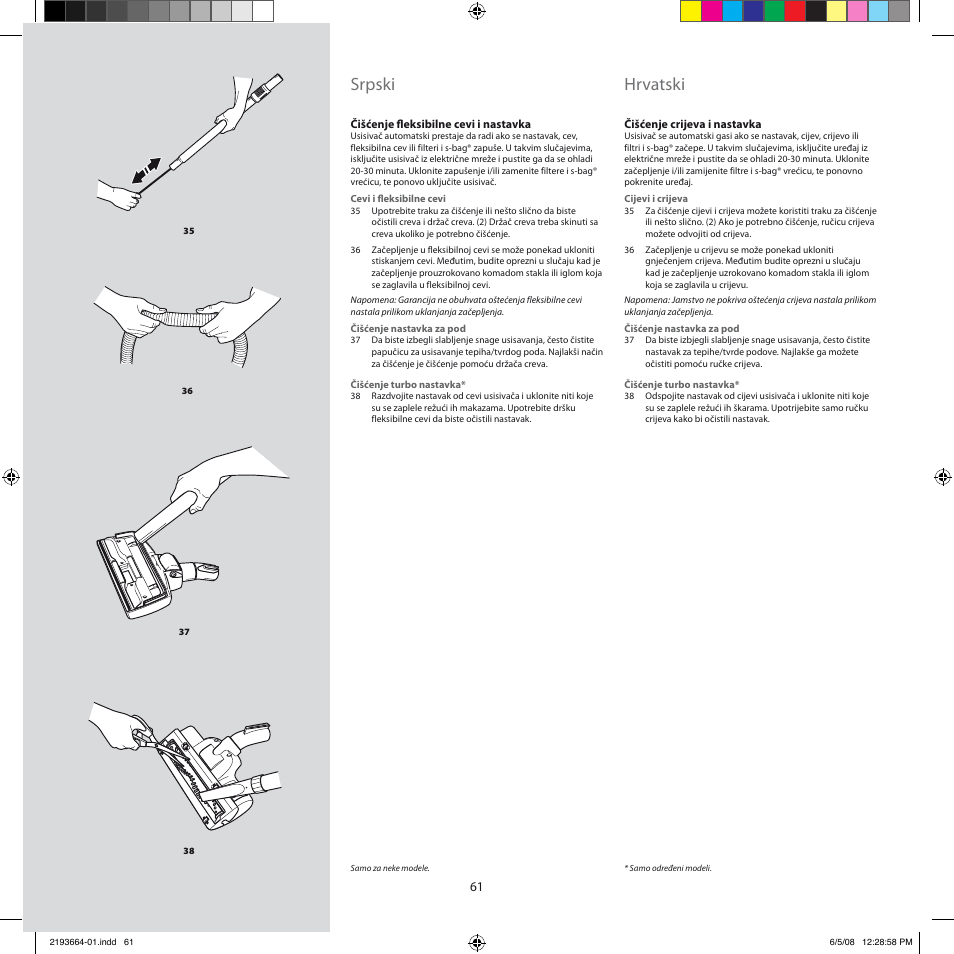 Srpski, Hrvatski | Electrolux ZE310EB User Manual | Page 60 / 72