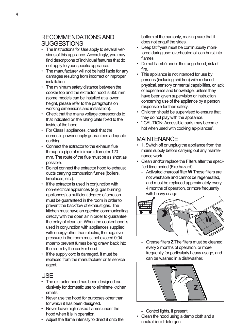 Recommendations and suggestions, Maintenance | Electrolux EFB90550DX User Manual | Page 4 / 56