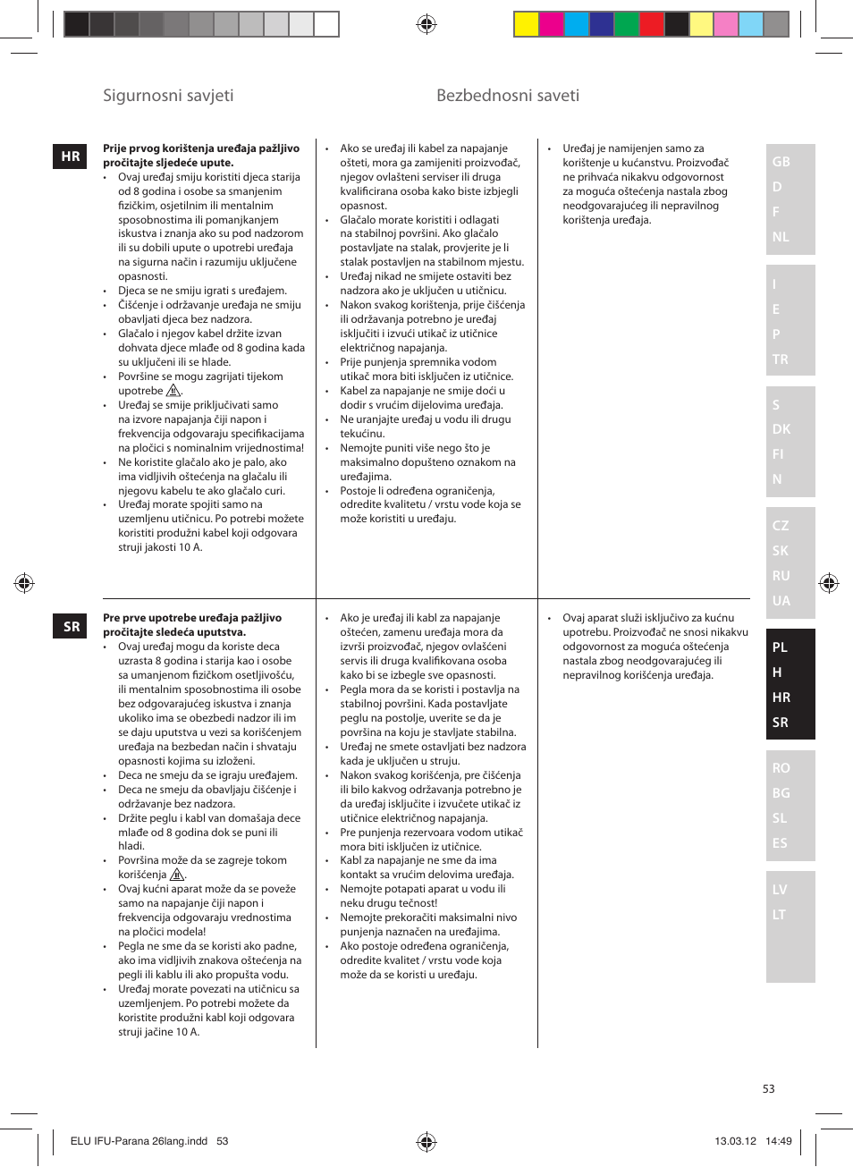 Sigurnosni savjeti, Bezbednosni saveti | Electrolux EDB5110MO User Manual | Page 53 / 84