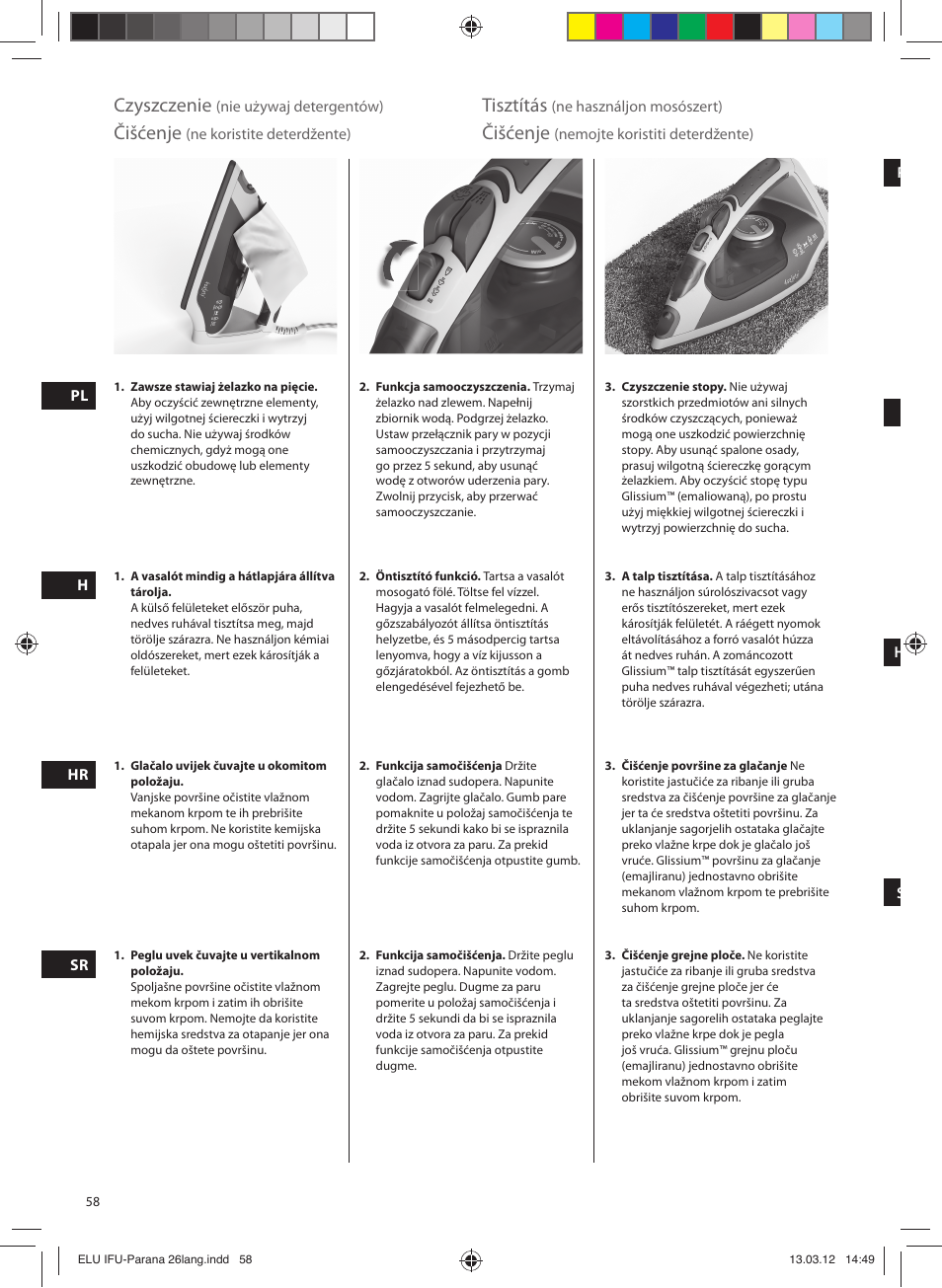 Czyszczenie, Tisztítás, Čišćenje | Electrolux EDB5110MO User Manual | Page 58 / 84