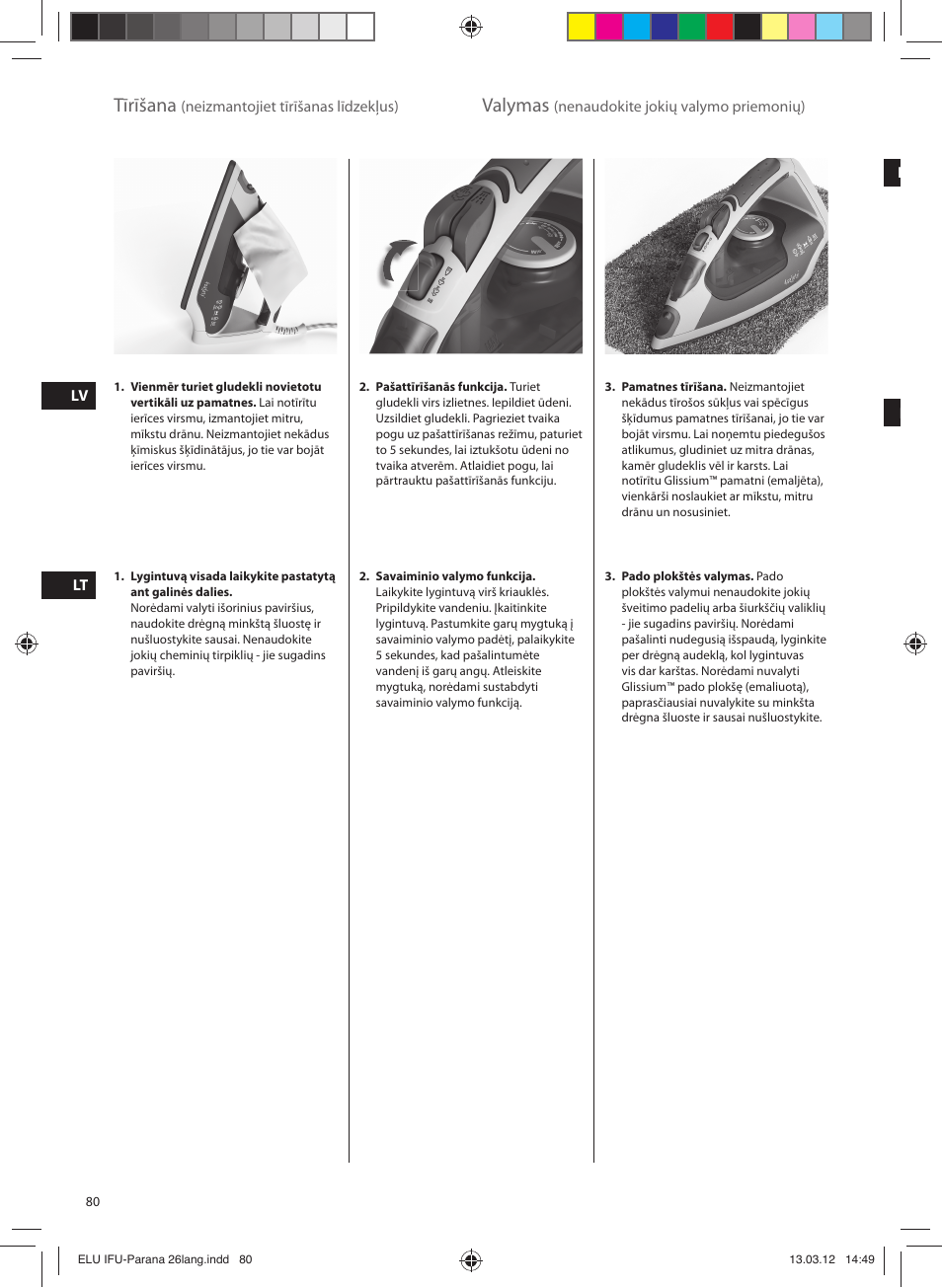 Tīrīšana, Valymas | Electrolux EDB5110MO User Manual | Page 80 / 84