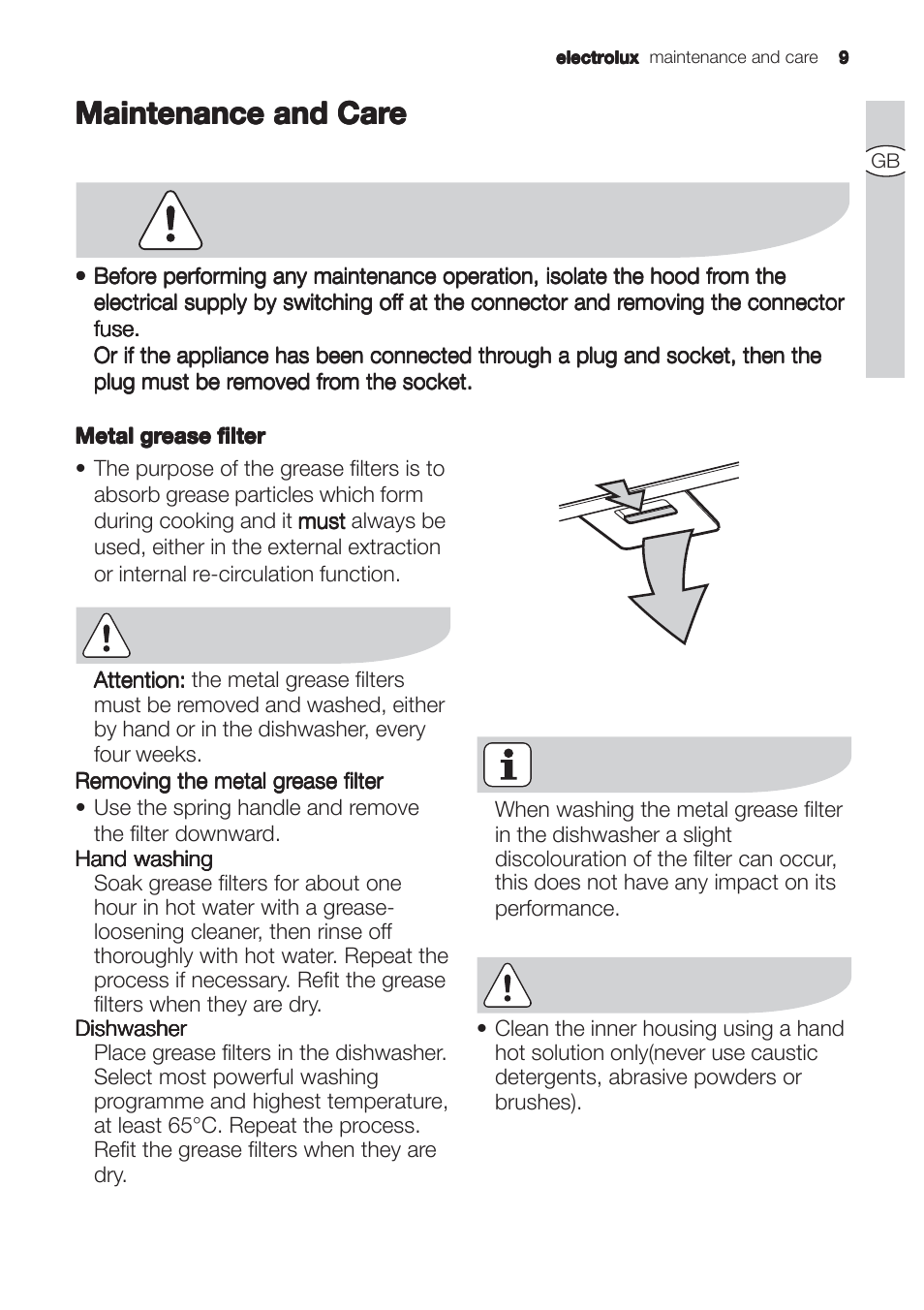 Maintenance and car | Electrolux EFC90244X User Manual | Page 9 / 56