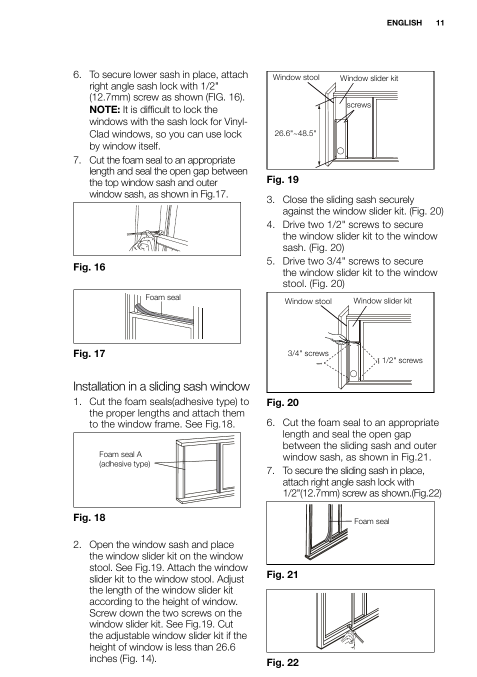 New eu portable manual_en_fr_it_es_pt_11, Installation in a sliding sash window | Electrolux EXP09HN1WI User Manual | Page 11 / 86